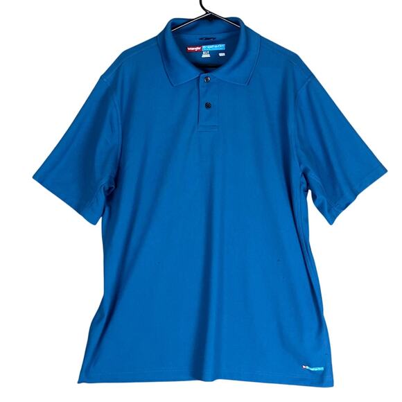 Wrangler Mens Shirt Blue Polo Breathe On Wicking Tech Short Sleeve XLT - Picture 1 of 11